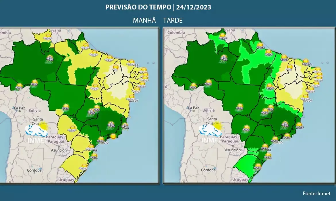 Noite de Natal pode ser chuvosa na maior parte do país